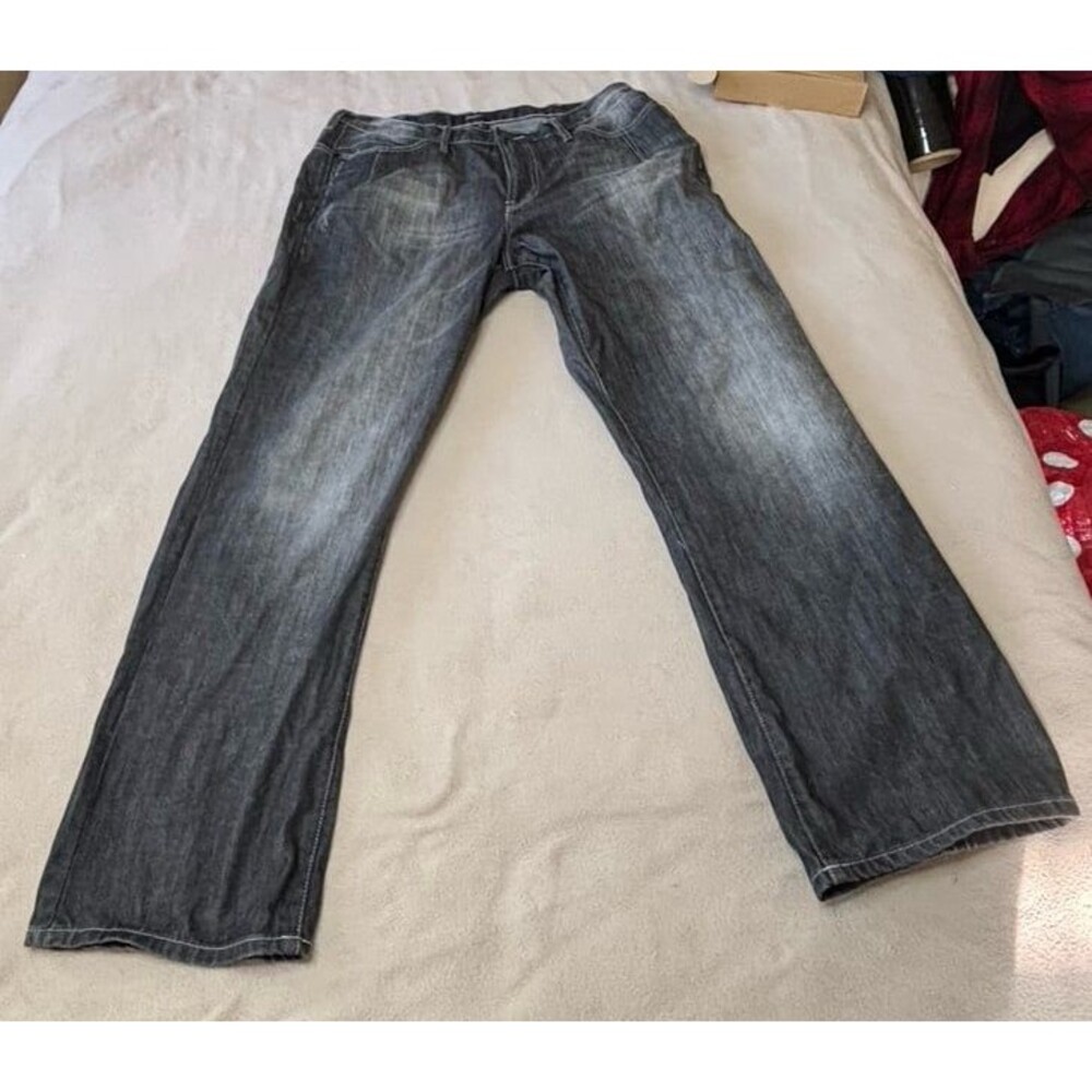 Sean John Jeans Mens Black Relaxed Straight Leg Streetwear 38X34 Big Logo